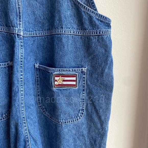 Vintage Overalls size Large women’s Embroidered American Flag Straight Leg L - Picture 8 of 12